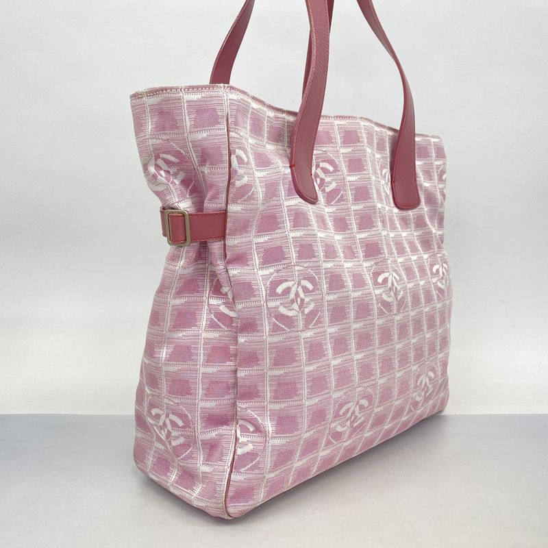 Chanel Tote Bag New Travel Nylon Pink Silver Hardware Women's