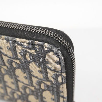 Christian Dior Long Wallet Oblique Canvas Navy Beige Silver Hardware Men's