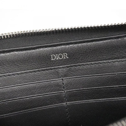 Christian Dior Long Wallet Oblique Canvas Navy Beige Silver Hardware Men's
