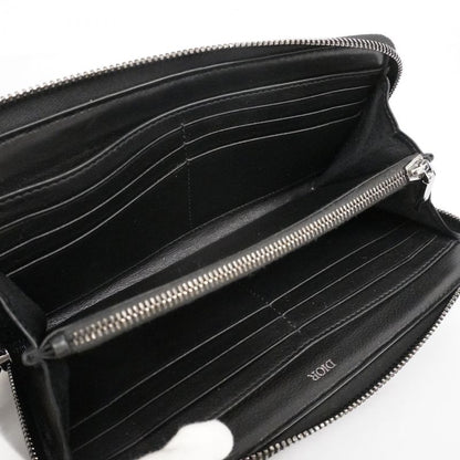 Christian Dior Long Wallet Oblique Canvas Navy Beige Silver Hardware Men's