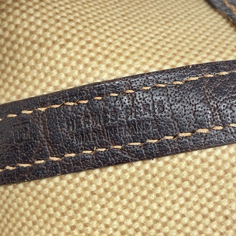 Hermes Tote Bag Garden Party PM Toile Officier Brown Silver Hardware H