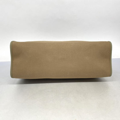 Hermes Handbag Herbag Her Bag Zip MM Toile Officier Brown Silver Hardware P