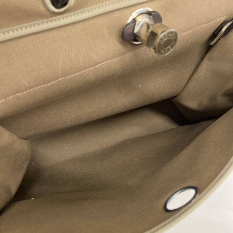 Hermes Handbag Herbag Her Bag Zip MM Toile Officier Brown Silver Hardware P