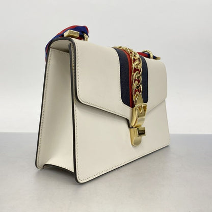 Gucci Handbag Sylvie 421882 Leather Ivory Gold Hardware 2way Bag Ladies