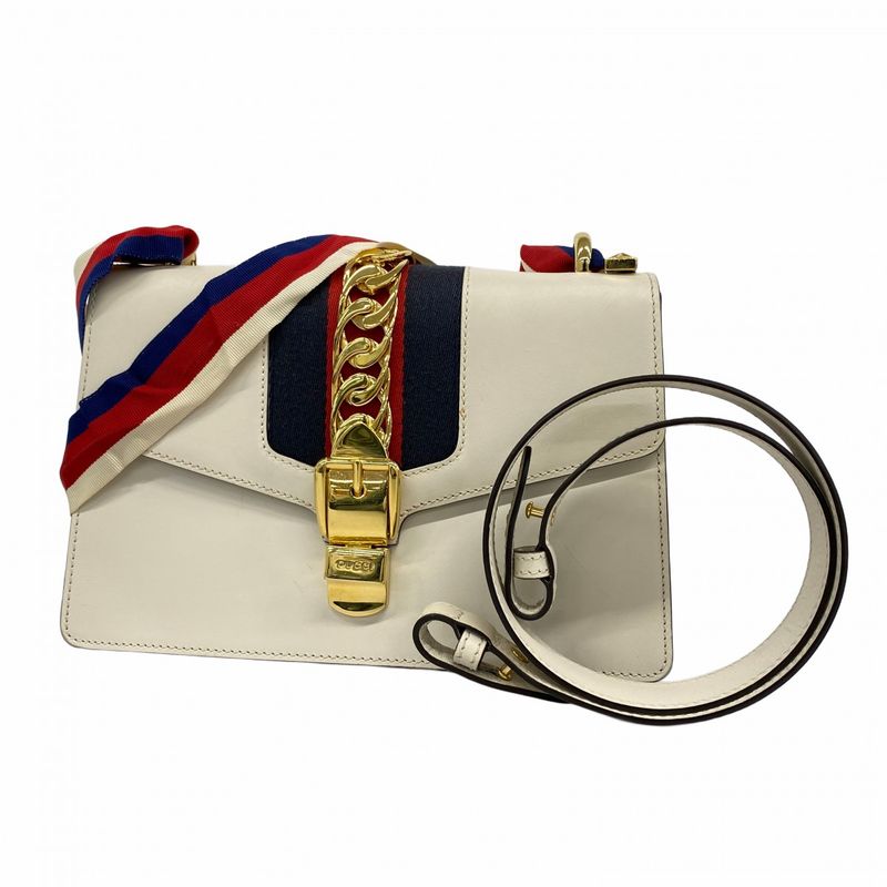 Gucci Handbag Sylvie 421882 Leather Ivory Gold Hardware 2way Bag Ladies