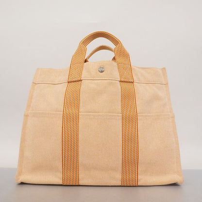 Hermes Tote Bag New Fourre Tout MM Canvas Orange White Silver Hardware Ladies