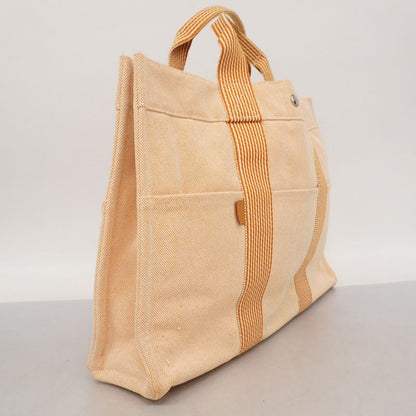 Hermes Tote Bag New Fourre Tout MM Canvas Orange White Silver Hardware Ladies