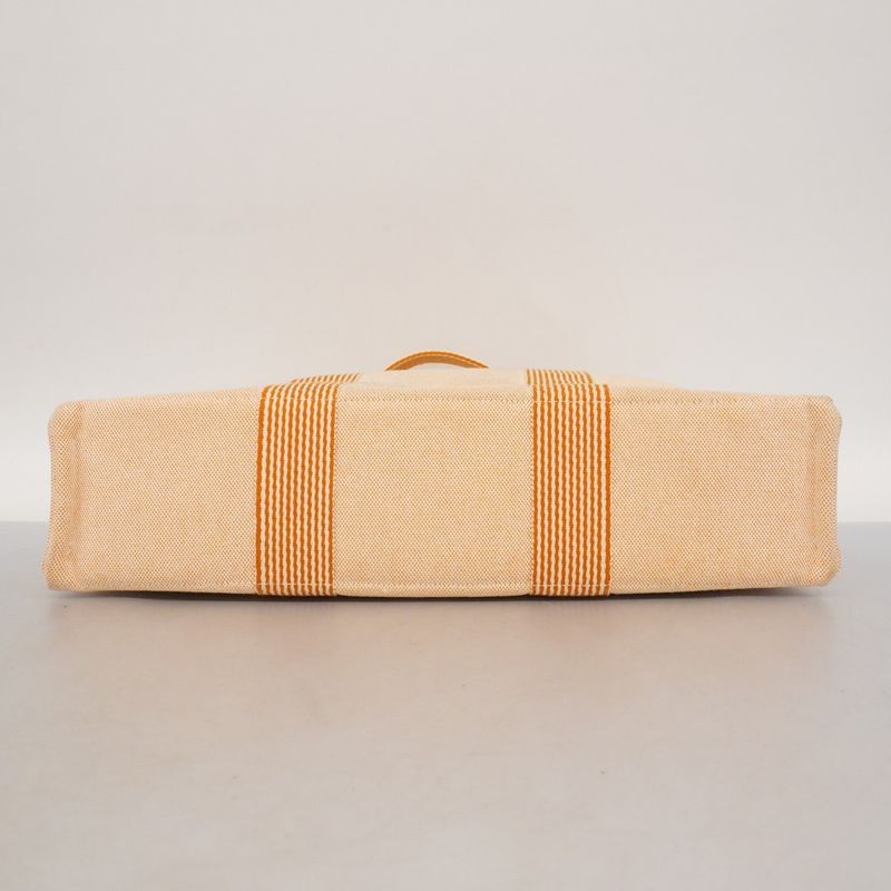 Hermes Tote Bag New Fourre Tout MM Canvas Orange White Silver Hardware Ladies