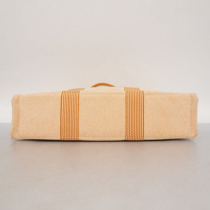 Hermes Tote Bag New Fourre Tout MM Canvas Orange White Silver Hardware Ladies