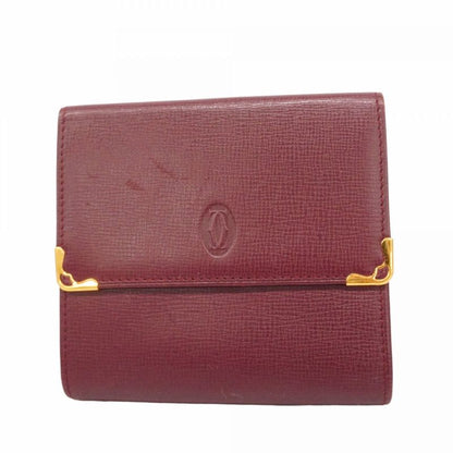 Cartier Trifold Wallet Must Leather Bordeaux Gold Hardware Ladies