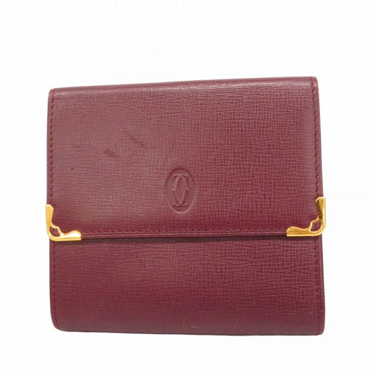 Cartier Trifold Wallet Must Leather Bordeaux Gold Hardware Ladies