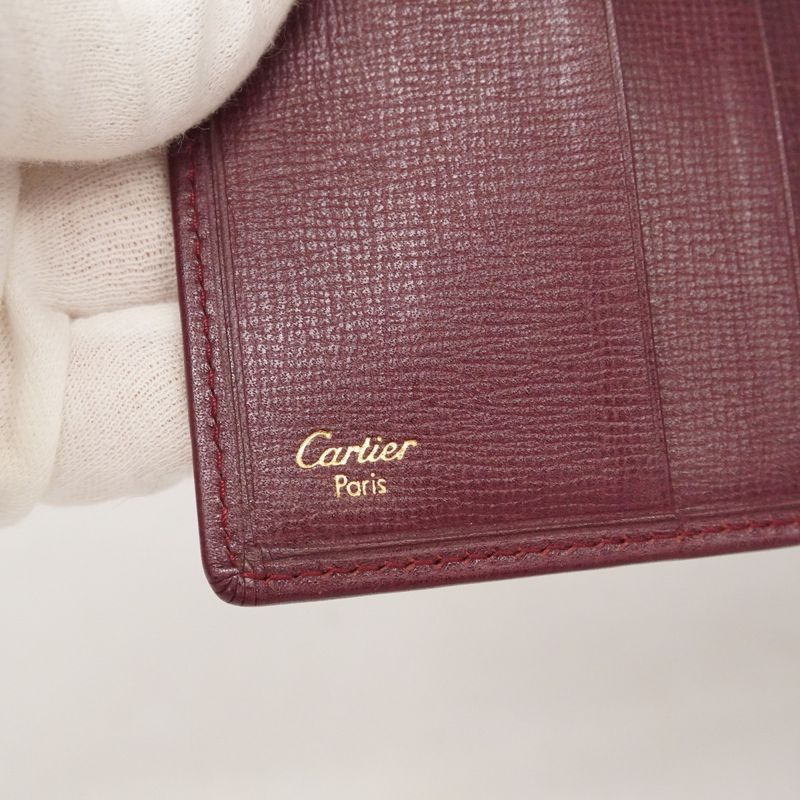 Cartier Trifold Wallet Must Leather Bordeaux Gold Hardware Ladies