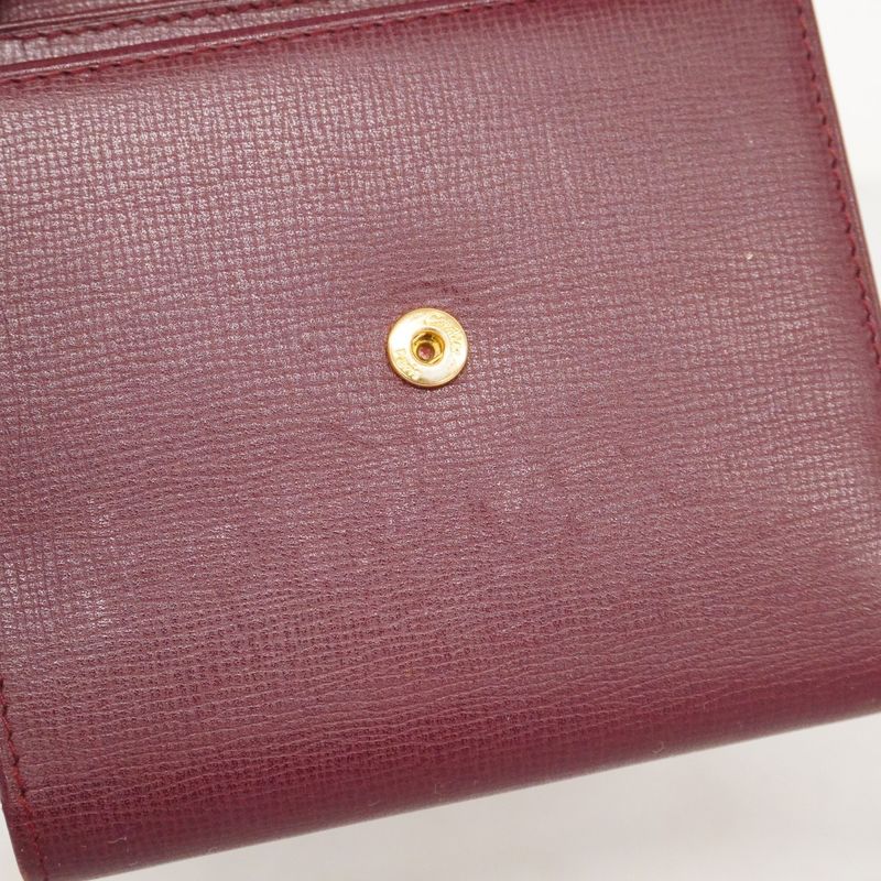Cartier Trifold Wallet Must Leather Bordeaux Gold Hardware Ladies