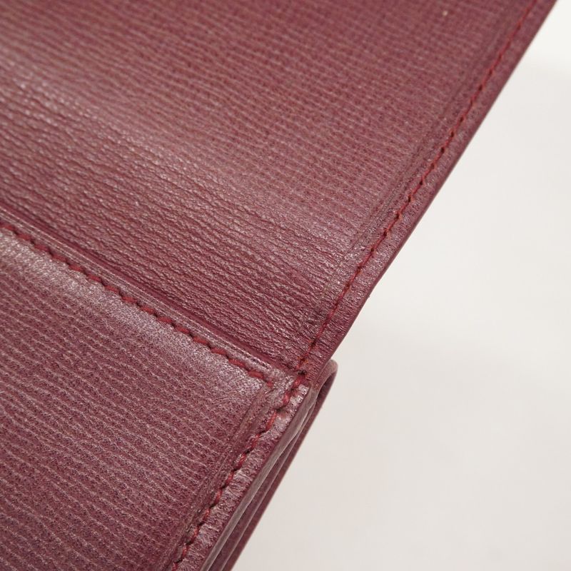 Cartier Trifold Wallet Must Leather Bordeaux Gold Hardware Ladies
