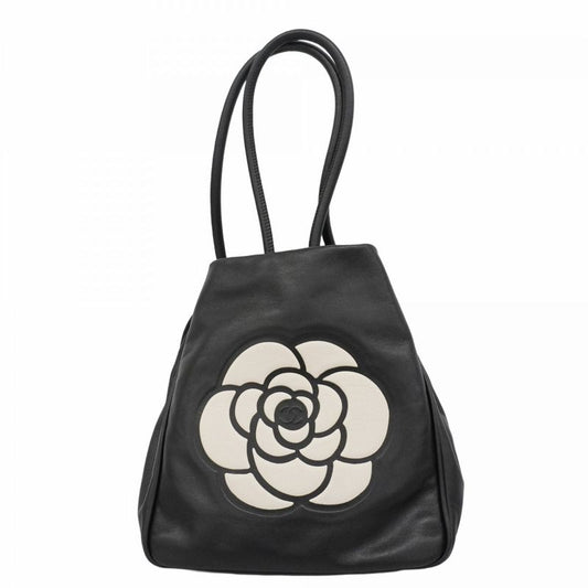Chanel Tote Bag Camellia Lambskin Black Chien Pangold Hardware Women's
