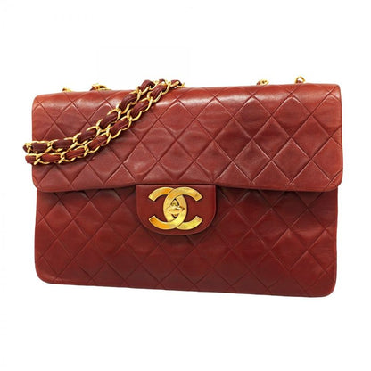 Chanel Shoulder Bag Big Matelasse Lambskin Bordeaux Gold Hardware Women's