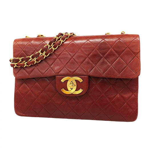 Chanel Shoulder Bag Big Matelasse Lambskin Bordeaux Gold Hardware Women's