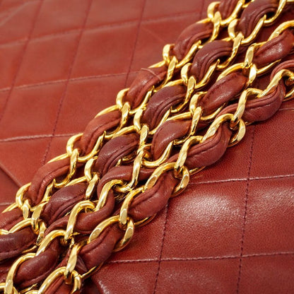 Chanel Shoulder Bag Big Matelasse Lambskin Bordeaux Gold Hardware Women's