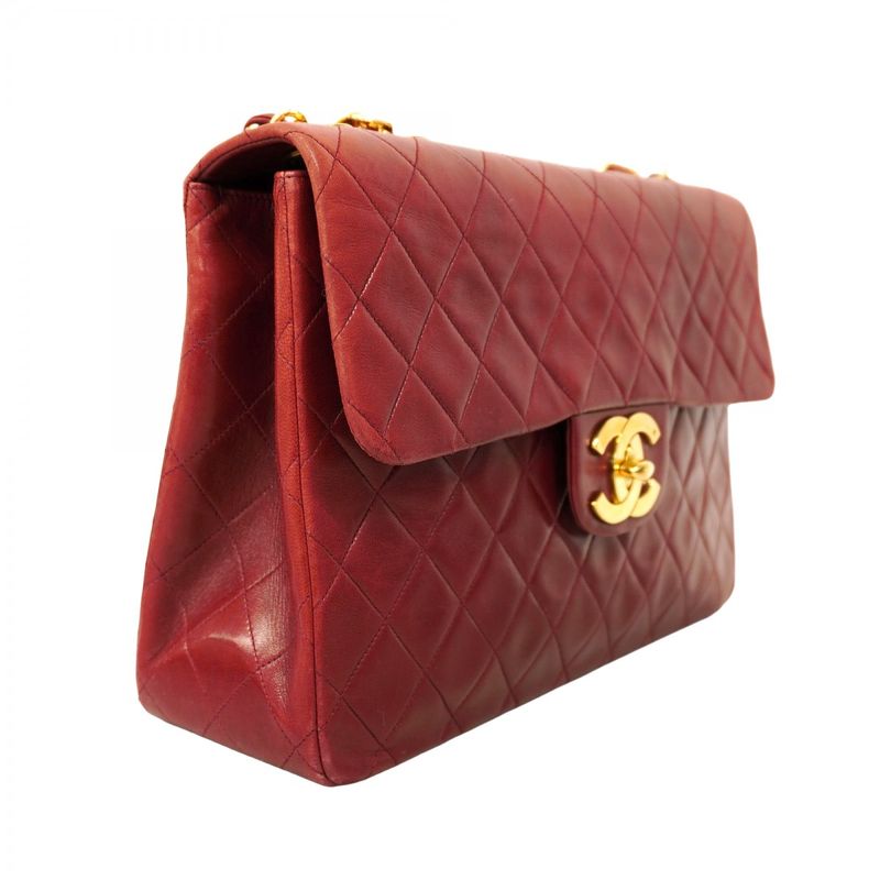 Chanel Shoulder Bag Big Matelasse Lambskin Bordeaux Gold Hardware Women's