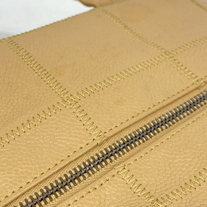 Chanel Handbag Choco Bar Caviar Skin Beige Silver Hardware Women