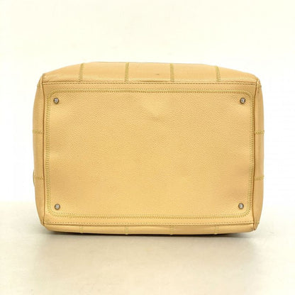 Chanel Handbag Choco Bar Caviar Skin Beige Silver Hardware Women