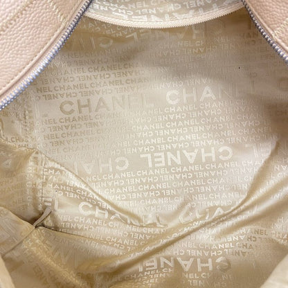 Chanel Handbag Choco Bar Caviar Skin Beige Silver Hardware Women