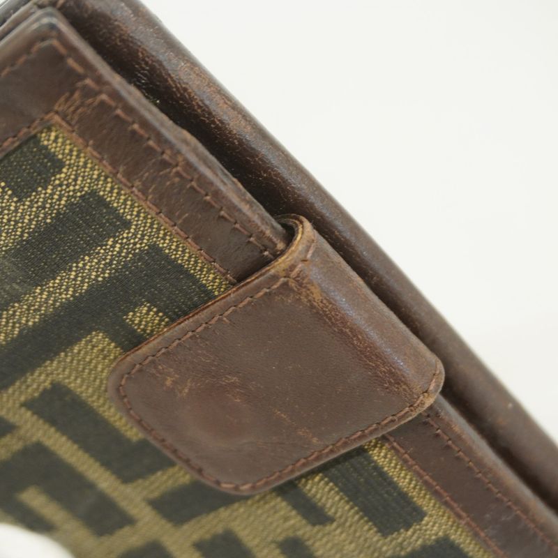 Fendi Wallet Zucca Canvas Brown Silver Hardware Ladies