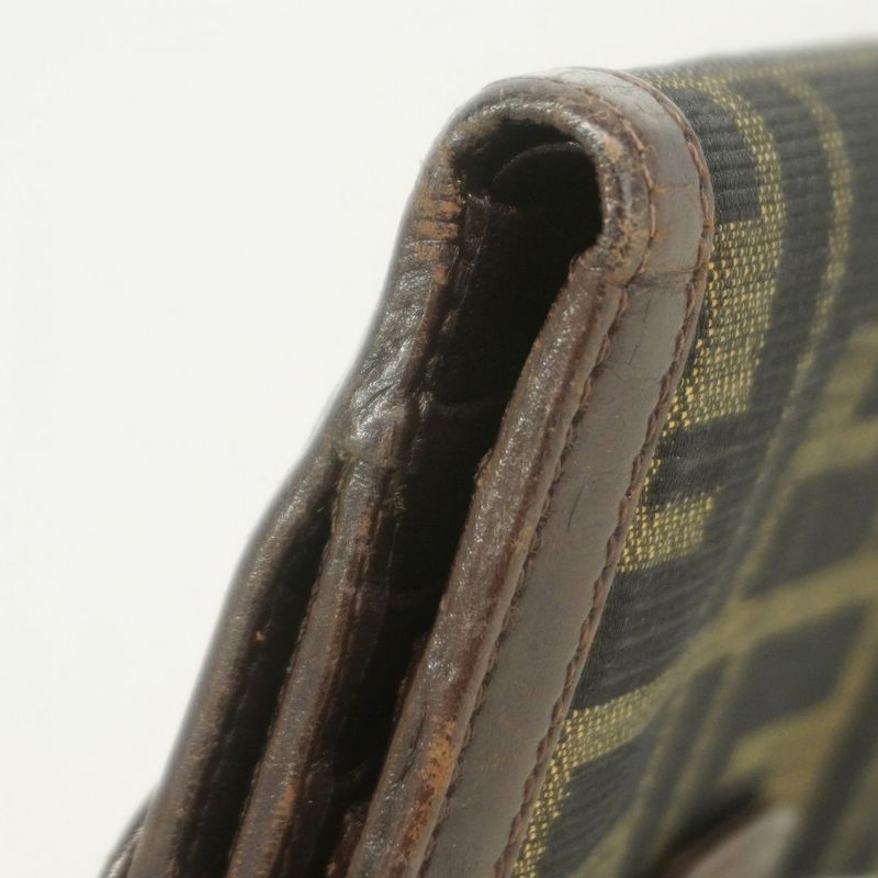Fendi Wallet Zucca Canvas Brown Silver Hardware Ladies