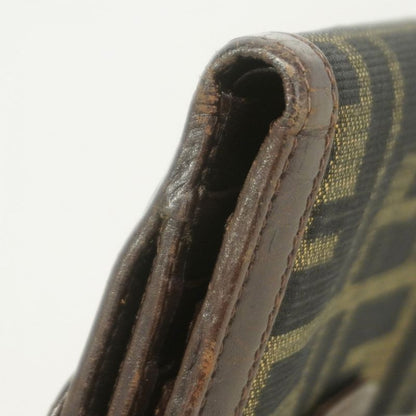 Fendi Wallet Zucca Canvas Brown Silver Hardware Ladies