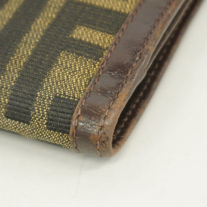 Fendi Wallet Zucca Canvas Brown Silver Hardware Ladies