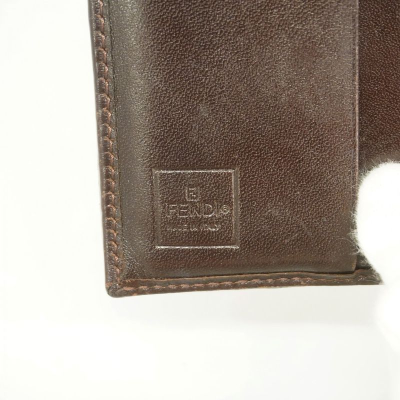 Fendi Wallet Zucca Canvas Brown Silver Hardware Ladies