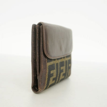 Fendi Wallet Zucca Canvas Brown Silver Hardware Ladies