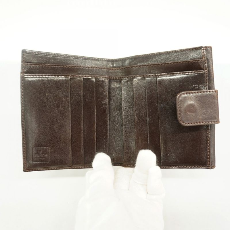 Fendi Wallet Zucca Canvas Brown Silver Hardware Ladies