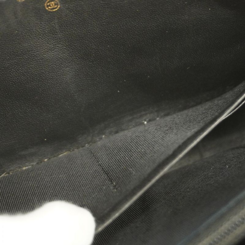 Chanel Long Wallet Matelasse Lambskin Black Chien Pan Gold Hardware Women's