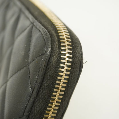 Chanel Long Wallet Matelasse Lambskin Black Chien Pan Gold Hardware Women's