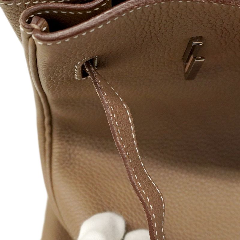 Hermes Handbag Birkin 35 Togo Etoupe Silver Hardware a Engraved Ladies