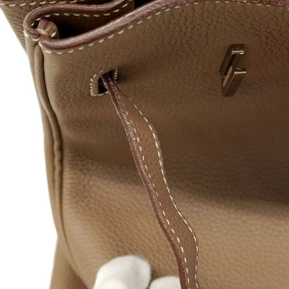 Hermes Handbag Birkin 35 Togo Etoupe Silver Hardware a Engraved Ladies