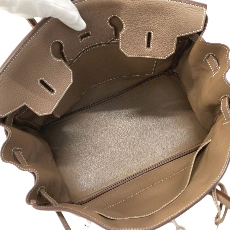 Hermes Handbag Birkin 35 Togo Etoupe Silver Hardware a Engraved Ladies