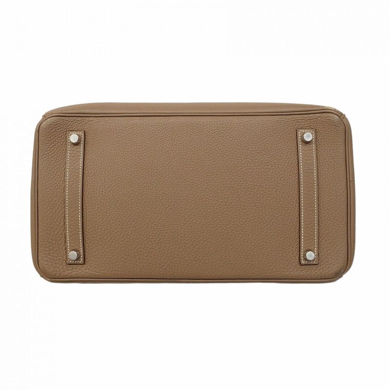 Hermes Handbag Birkin 35 Togo Etoupe Silver Hardware a Engraved Ladies