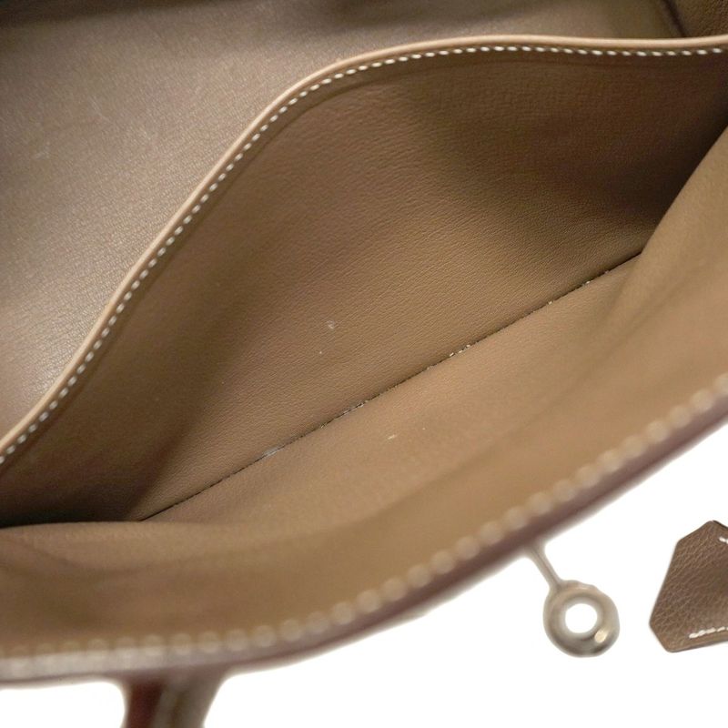 Hermes Handbag Birkin 35 Togo Etoupe Silver Hardware a Engraved Ladies