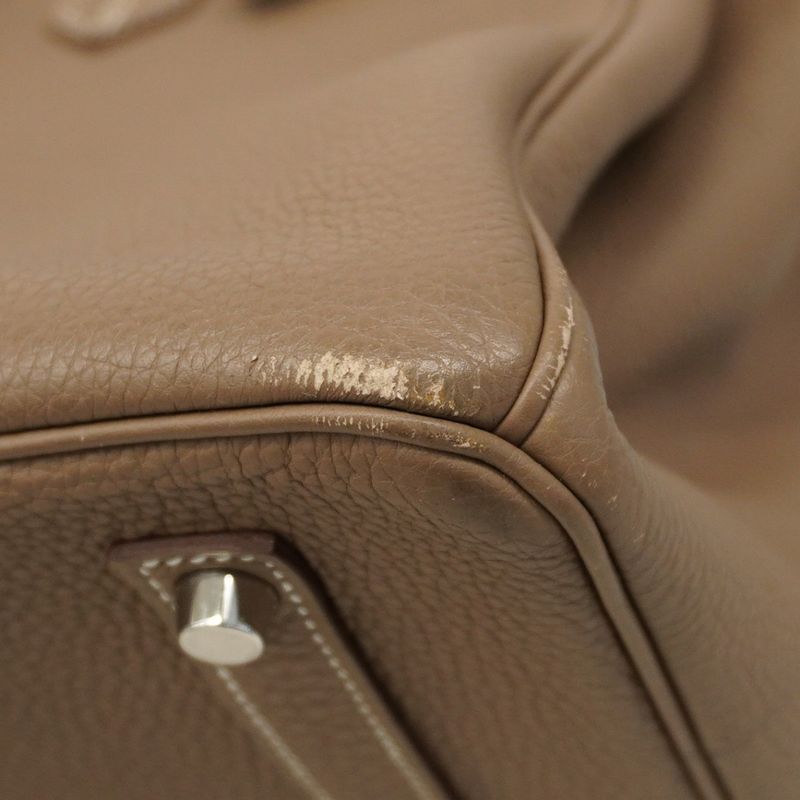 Hermes Handbag Birkin 35 Togo Etoupe Silver Hardware a Engraved Ladies