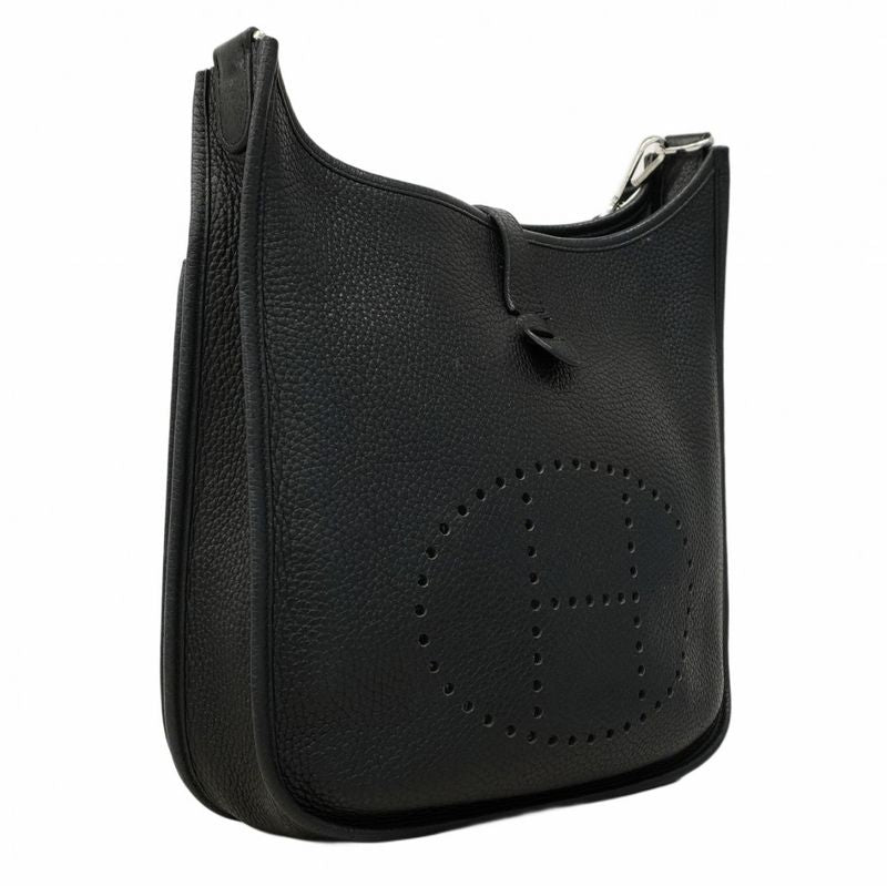 Hermes Shoulder Bag Evelyn 3pm Taurillon Clemence Black Silver Hardware a