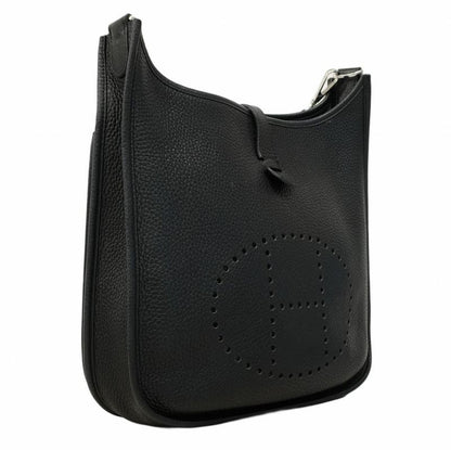Hermes Shoulder Bag Evelyn 3pm Taurillon Clemence Black Silver Hardware a