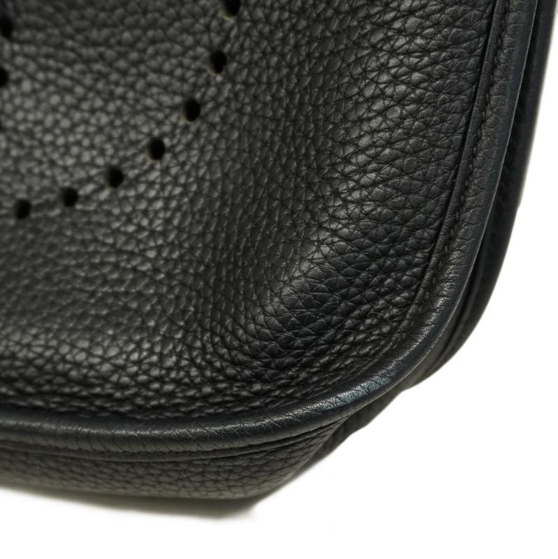 Hermes Shoulder Bag Evelyn 3pm Taurillon Clemence Black Silver Hardware a