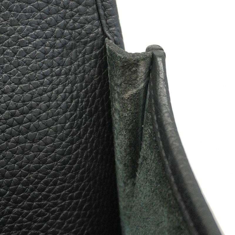 Hermes Shoulder Bag Evelyn 3pm Taurillon Clemence Black Silver Hardware a