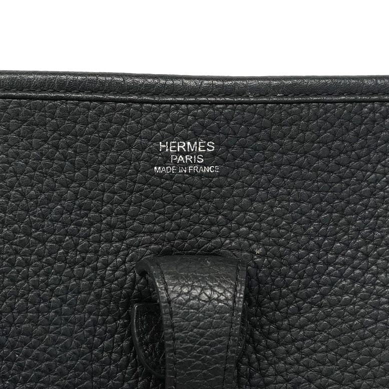 Hermes Shoulder Bag Evelyn 3pm Taurillon Clemence Black Silver Hardware a
