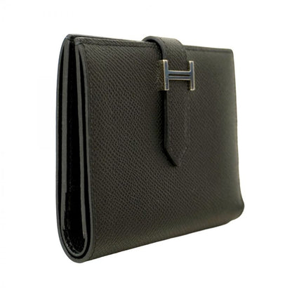 Hermes Wallet Bearn Compact Vaux Epson Black Silver Hardware Y Engraved Ladies