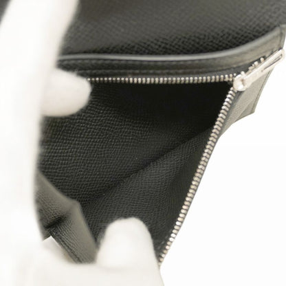 Hermes Wallet Bearn Compact Vaux Epson Black Silver Hardware Y Engraved Ladies