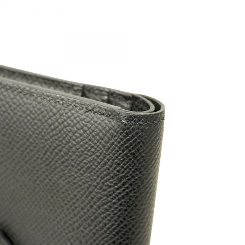 Hermes Wallet Bearn Compact Vaux Epson Black Silver Hardware Y Engraved Ladies