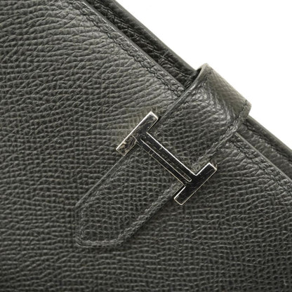 Hermes Wallet Bearn Compact Vaux Epson Black Silver Hardware Y Engraved Ladies